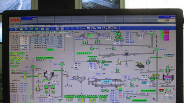 Amostra do controle central de moagem do cimento